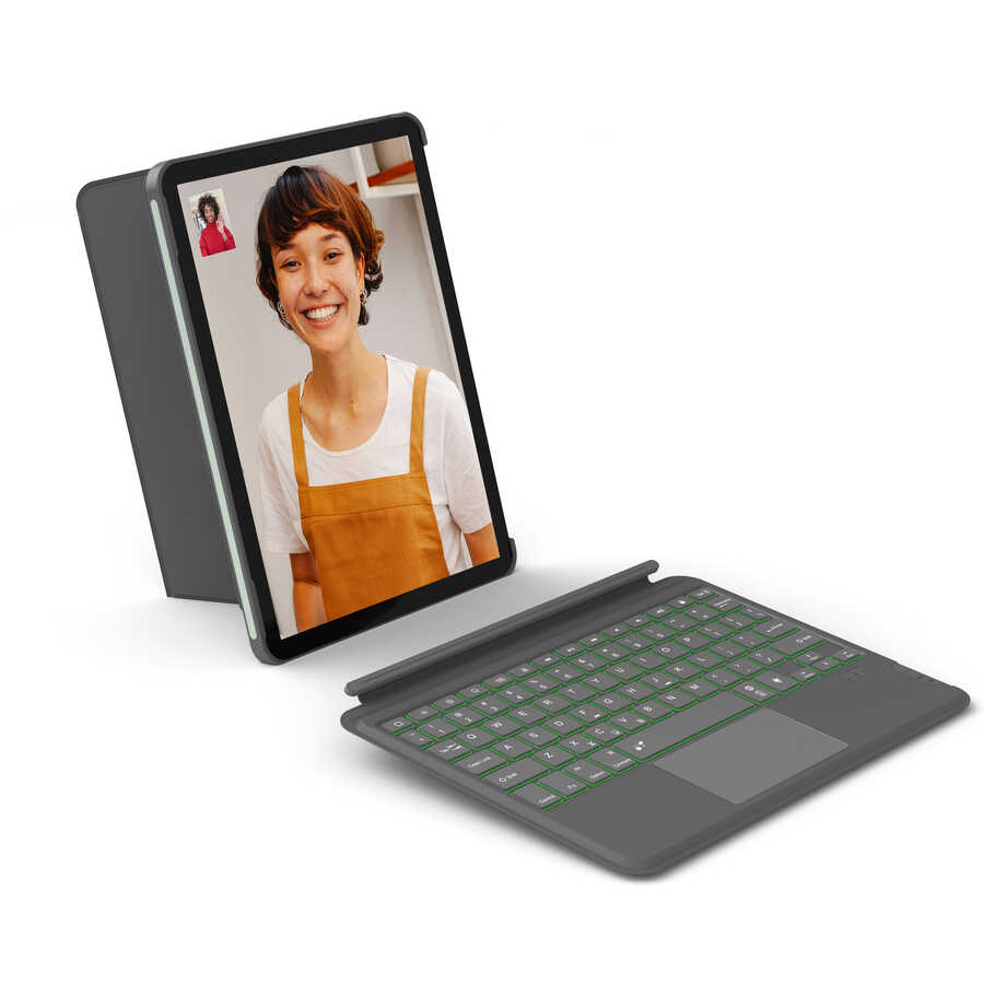 Apple iPad Air 11 2025 M3 Wiwu Combo Led Işıklı Magnetik Standlı Klavyeli Kılıf - 1