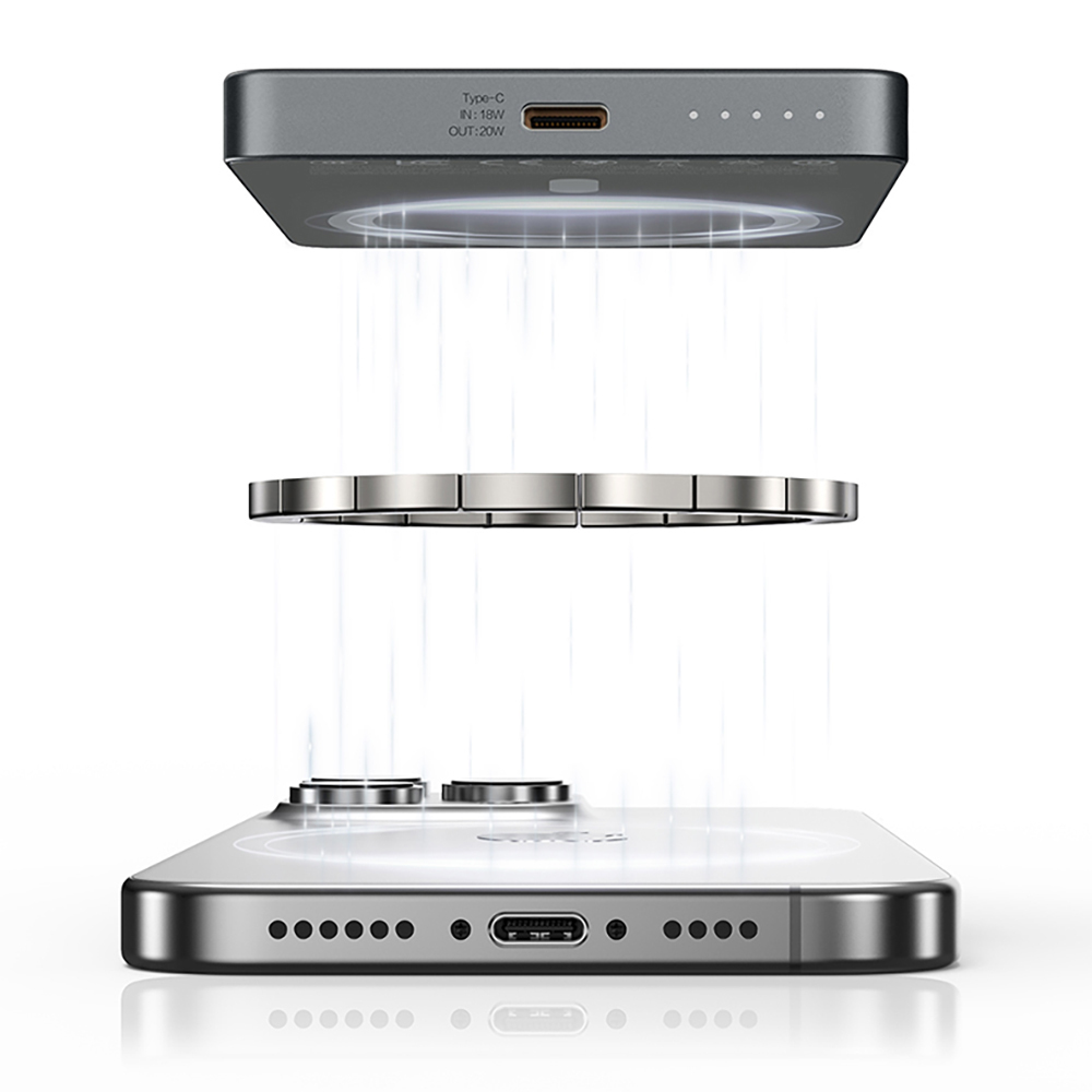 Recci RP33 PD 20W Ultra İnce Led Göstergeli Hızlı Şarj Özellikli Wireless Powerbank 15W 5000mAh - 13