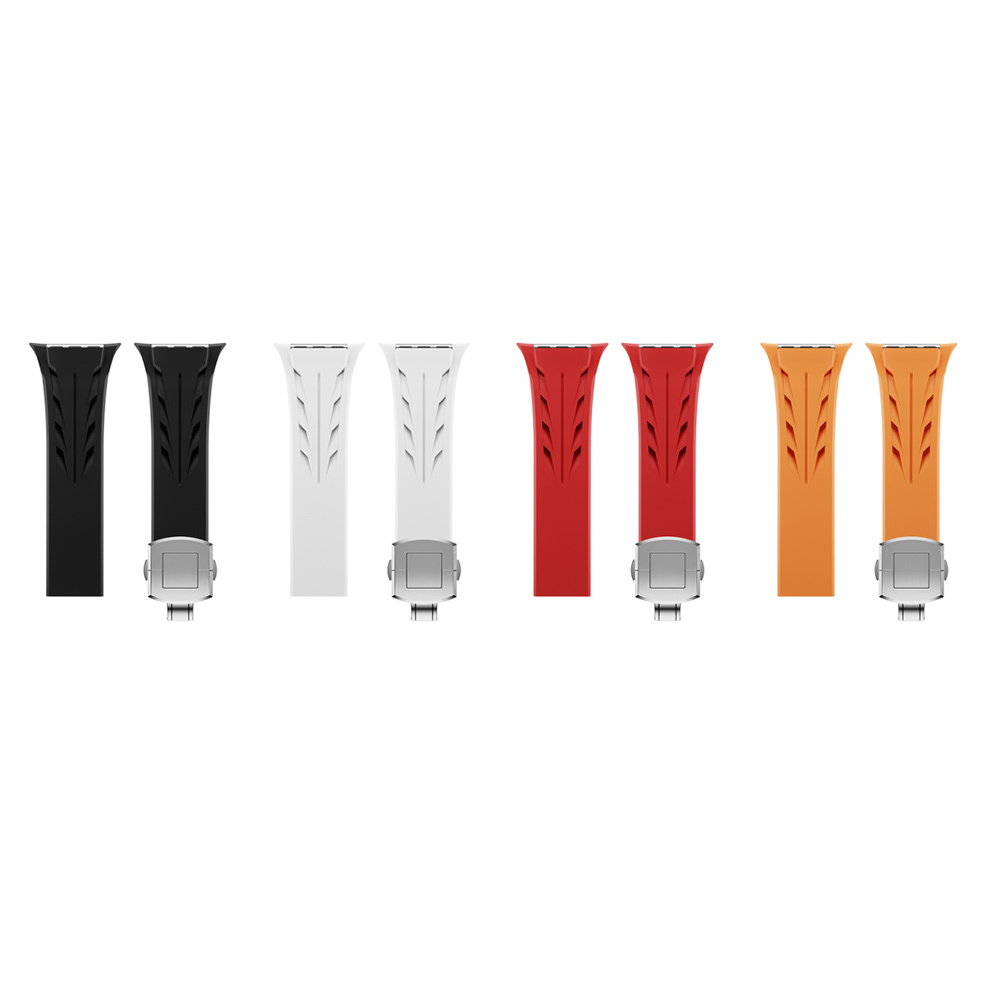 Apple Watch 10 46mm Uyumlu KRD-127 Metal Tokalı Silikon Kordon