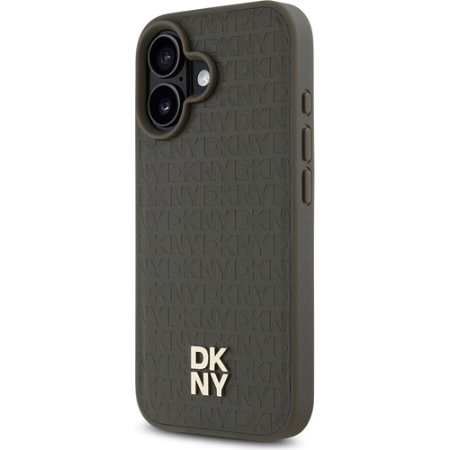 Apple iPhone 16 Uyumlu Kılıf DKNY Orjinal Lisanslı Magsafe Şarj Özellikli 3D Yazılı Repeat Pattern Kapak