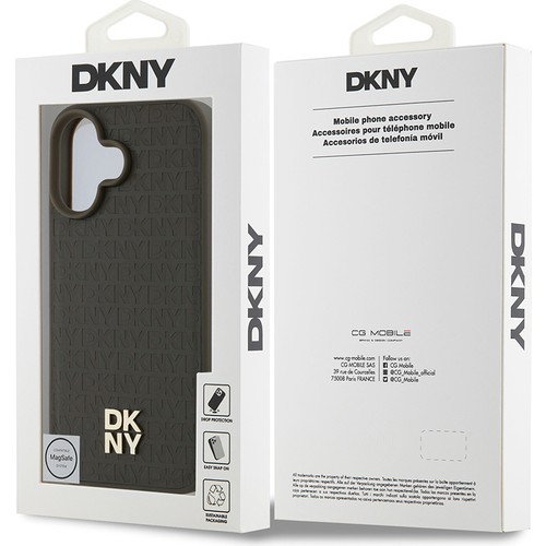 Apple iPhone 16 Uyumlu Kılıf DKNY Orjinal Lisanslı Magsafe Şarj Özellikli 3D Yazılı Repeat Pattern Kapak