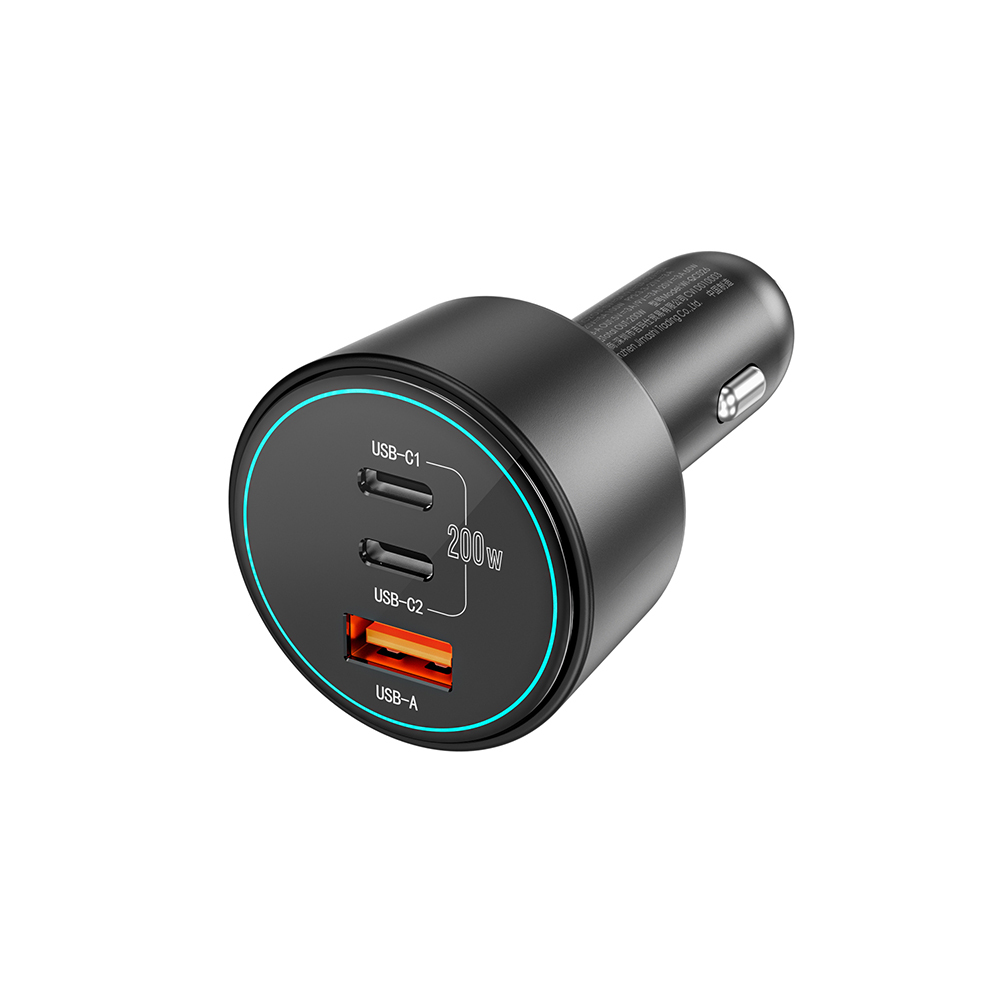 Wiwu Wi-QC026 Starship Serisi Hızlı Şarj Özellikli Dual Type-C + USB-A Portlu Araç Şarj Aleti 200W - 1