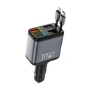 Wiwu Wi-QC027 Exeed Serisi Type-C&Lightning Kablolu + USB-A Hızlı Şarj Özellikli Led Göstergeli Araç Şarj Aleti 117W - 1