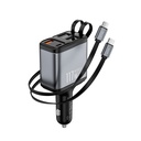 Wiwu Wi-QC027 Exeed Serisi Type-C&Lightning Kablolu + USB-A Hızlı Şarj Özellikli Led Göstergeli Araç Şarj Aleti 117W - 2