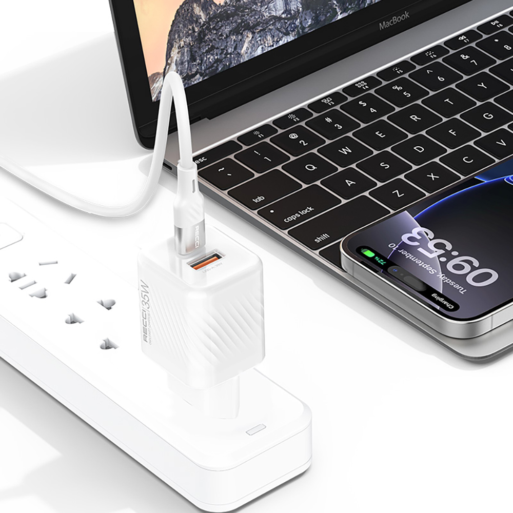 Recci RC83ECC GaN Teknolojili Hızlı Şarj Başlığı USB-A to Type-C PD 35W Kablolu Şarj Seti - 4