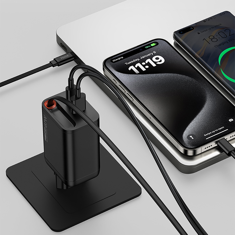 Recci RC103E GaN Teknolojili Hızlı Şarj Başlığı USB-A to Type-C PD 67W Type-C Kablolu Şarj Seti - 8