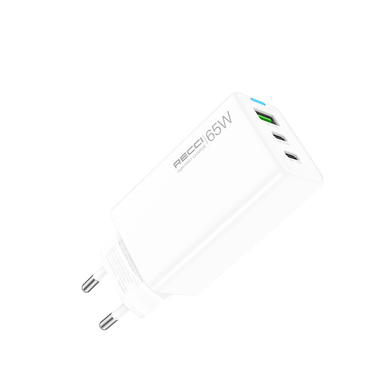 Recci RC109E Type-C PD & USB-A GaN Teknolojili Hızlı Şarj Başlığı 65W - 1