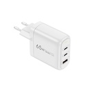 Wiwu Wi-U024 EU Serisi Dual Type-C PD & USB-A GaN Teknolojili Hızlı Şarj Başlığı 65W - 3
