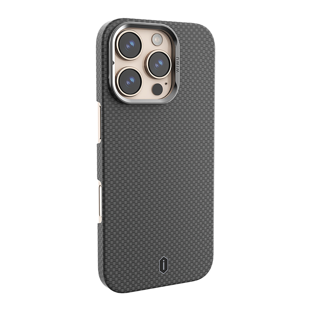 Apple iPhone 16 Pro Max Uyumlu Kılıf Wiwu DCC-208 Magsafe Şarj Özellikli Kamera Standlı Aramid Fiber Tasarım Kevlar Kapak - 4