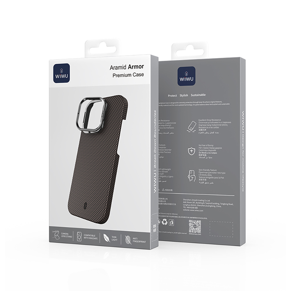 Apple iPhone 16 Pro Max Uyumlu Kılıf Wiwu DCC-208 Magsafe Şarj Özellikli Kamera Standlı Aramid Fiber Tasarım Kevlar Kapak - 15