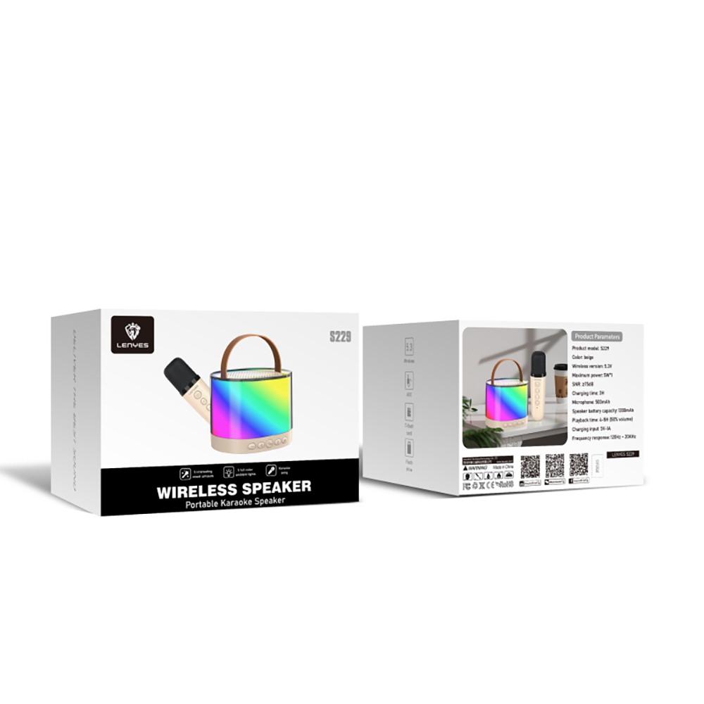 Lenyes S229 RGB Işıklı Askılı Mikrofonlu Bluetooth Speaker Hoparlör v5.3 - 1