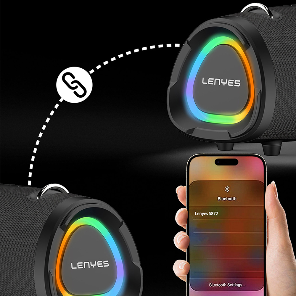 Lenyes S872 RGB Işıklı Taşınabilir Çift Mikrofonlu TWS Bluetooth Speaker Hoparlör v5.3 - 3