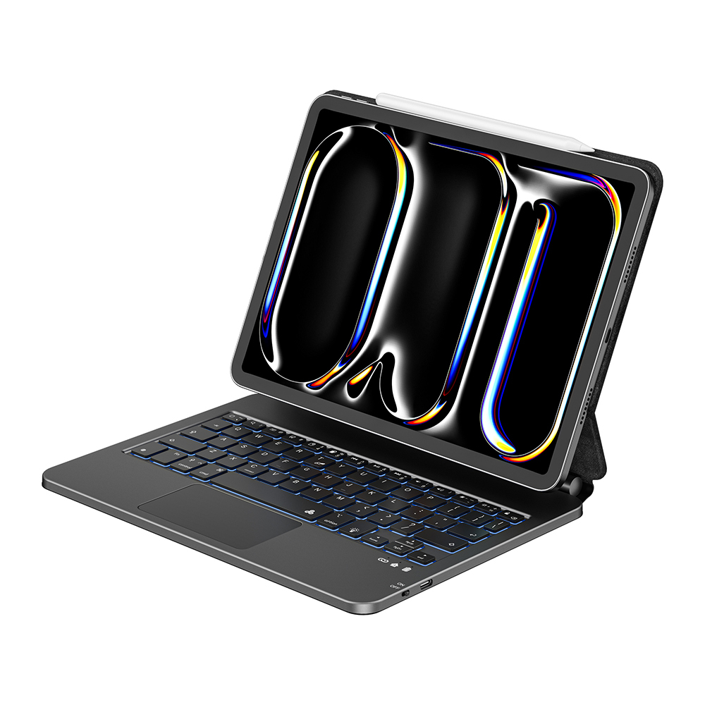 Apple iPad Air 11 2024 Uyumlu Wiwu MK-003 Gizli Kalem Bölmeli Klavyeli Standlı Kılıf - 5