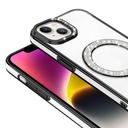 Apple iPhone 13 Uyumlu Kılıf Pırlanta Taş Tasarımlı Magsafe Şarj Özellikli Zore Karetta Silikon Kapak - 4