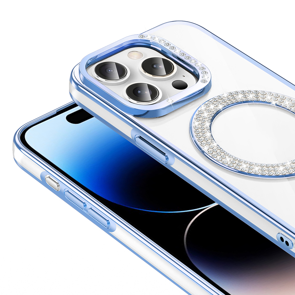 Apple iPhone 14 Pro Max Uyumlu Kılıf Pırlanta Taş Tasarımlı Magsafe Şarj Özellikli Zore Karetta Silikon Kapak - 10