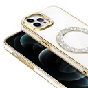 Apple iPhone 12 Pro Uyumlu Kılıf Pırlanta Taş Tasarımlı Magsafe Şarj Özellikli Zore Karetta Silikon Kapak - 12
