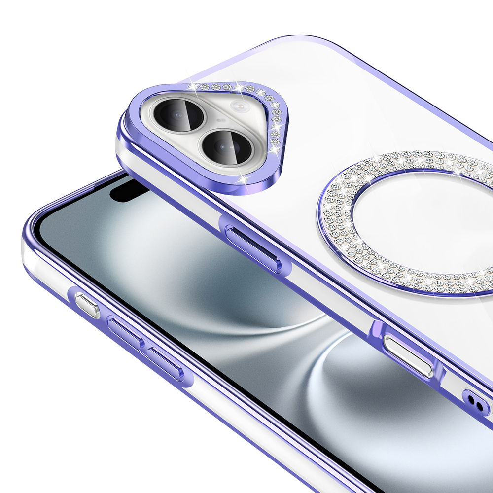Apple iPhone 16 Plus Uyumlu Kılıf Pırlanta Taş Tasarımlı Magsafe Şarj Özellikli Zore Karetta Silikon Kapak - 10