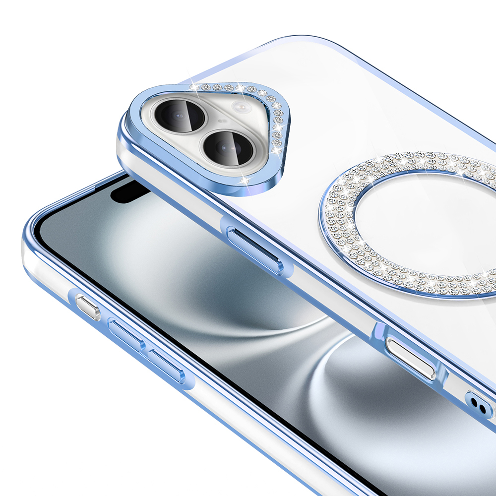 Apple iPhone 16 Plus Uyumlu Kılıf Pırlanta Taş Tasarımlı Magsafe Şarj Özellikli Zore Karetta Silikon Kapak - 12