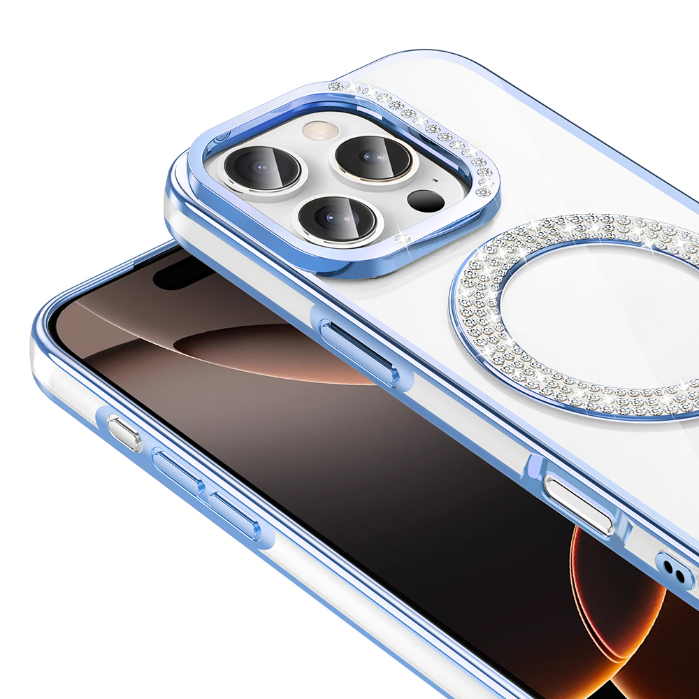 Apple iPhone 16 Pro Uyumlu Kılıf Pırlanta Taş Tasarımlı Magsafe Şarj Özellikli Zore Karetta Silikon Kapak - 10