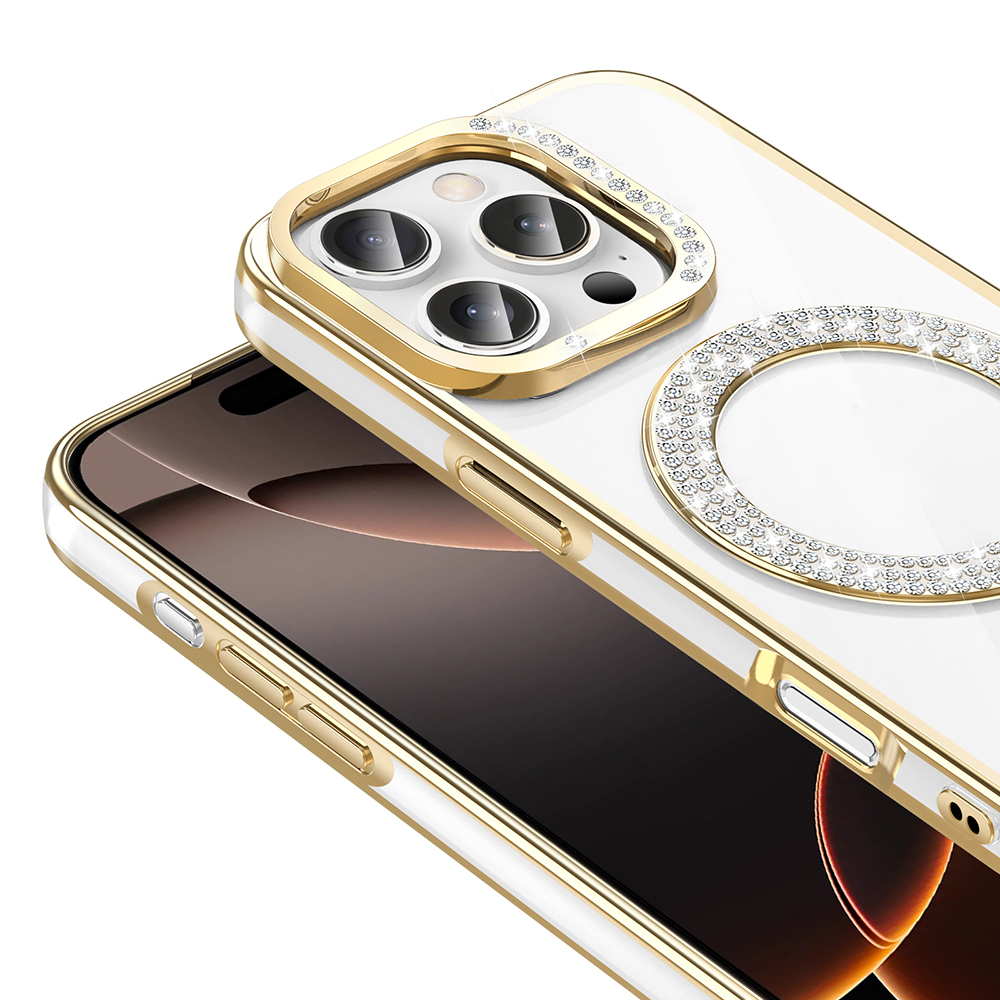 Apple iPhone 16 Pro Max Uyumlu Kılıf Pırlanta Taş Tasarımlı Magsafe Şarj Özellikli Zore Karetta Silikon Kapak - 2