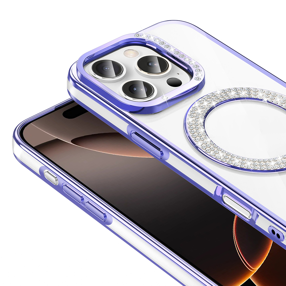Apple iPhone 16 Pro Max Uyumlu Kılıf Pırlanta Taş Tasarımlı Magsafe Şarj Özellikli Zore Karetta Silikon Kapak - 6