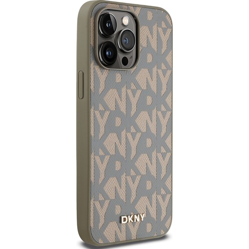 Apple iPhone 14 Pro Max Uyumlu Kılıf DKNY Orjinal Lisanslı Magsafe Şarj Özellikli 3D Yazılı Grid Pattern Kapak