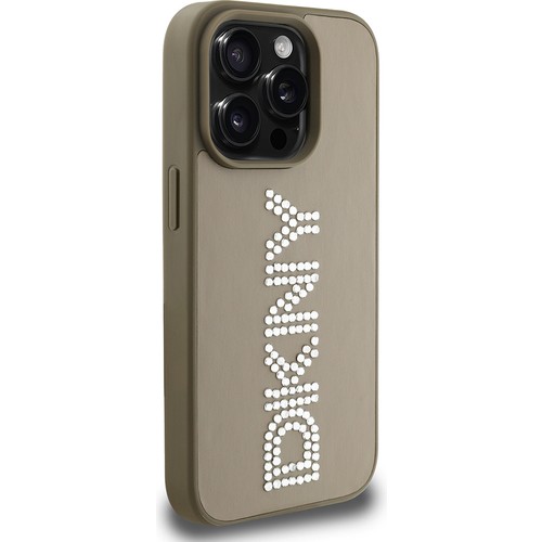 Apple iPhone 14 Pro Max Uyumlu Kılıf DKNY Orjinal Lisanslı Taşlı DKNY Yazılı Metalik Rhinestones PU Deri Kapak