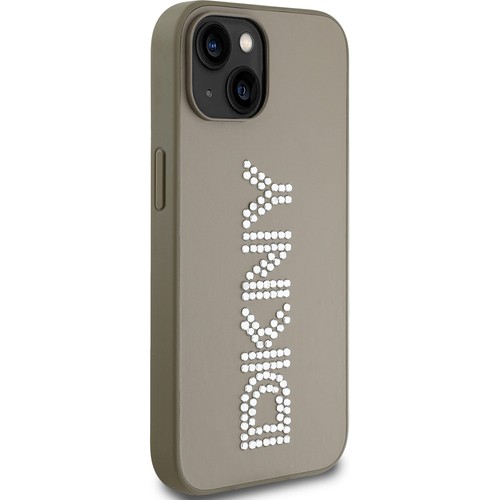 Apple iPhone 14 Uyumlu Kılıf DKNY Orjinal Lisanslı Taşlı DKNY Yazılı Metalik Rhinestones PU Deri Kapak