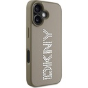 Apple iPhone 16 Uyumlu Kılıf DKNY Orjinal Lisanslı Taşlı DKNY Yazılı Metalik Rhinestones PU Deri Kapak