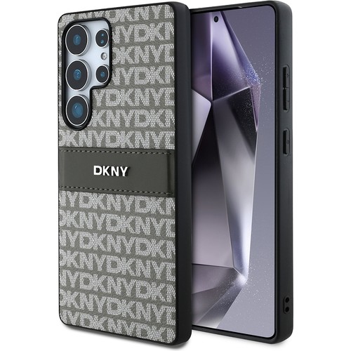 Samsung Galaxy S25 Ultra Uyumlu Kılıf DKNY Orjinal Lisanslı Kartlıklı 3D Yazılı Repeat Texture Pattern Kapak