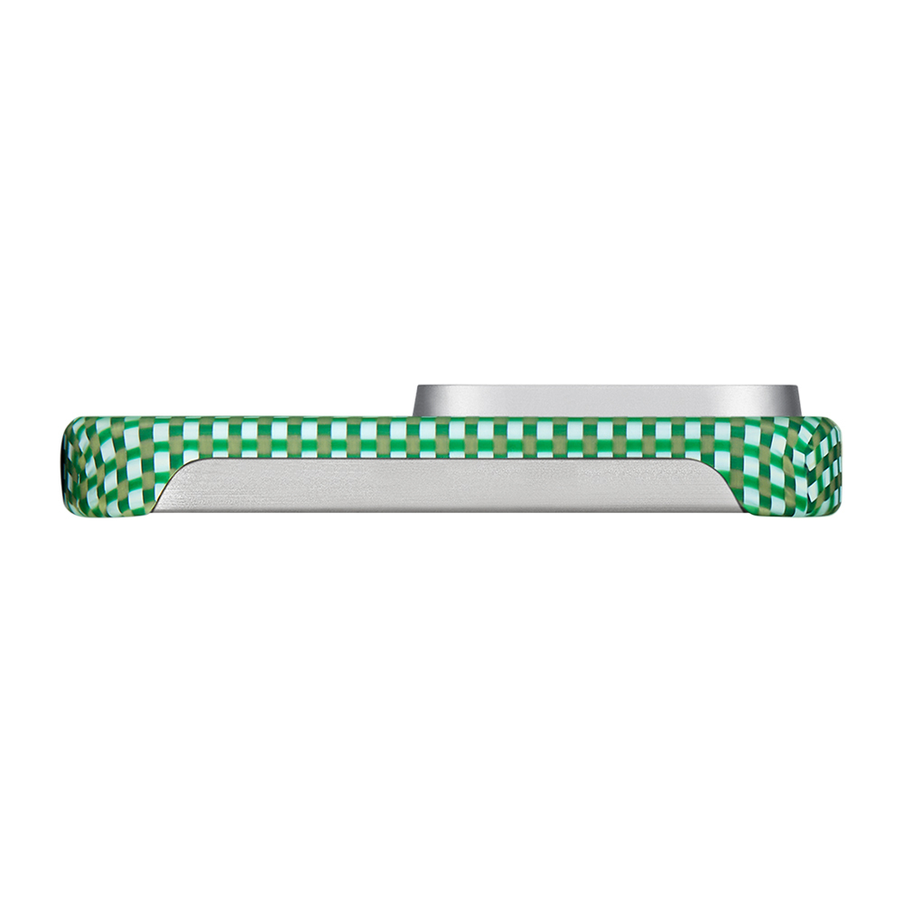 Apple iPhone 15 Pro Max Uyumlu Kılıf Magsafe Şarj Özellikli Aramid Fiber Pitaka Ultra-Slim Classic Serisi Forest Green Kapak - 4