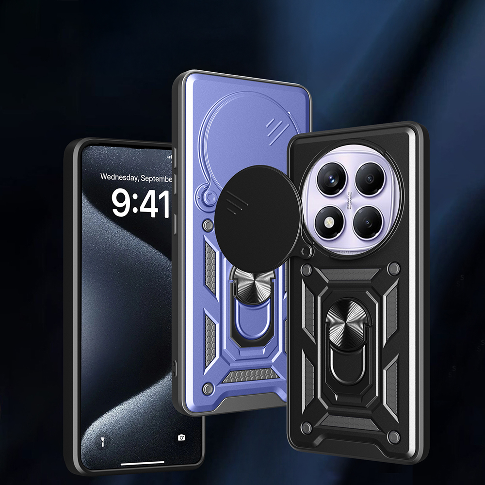 Xiaomi Redmi Note 14 Pro 4G Uyumlu Kılıf Magnetik Standlı Kamera Korumalı Zore Sürgülü Vega Kapak - 1