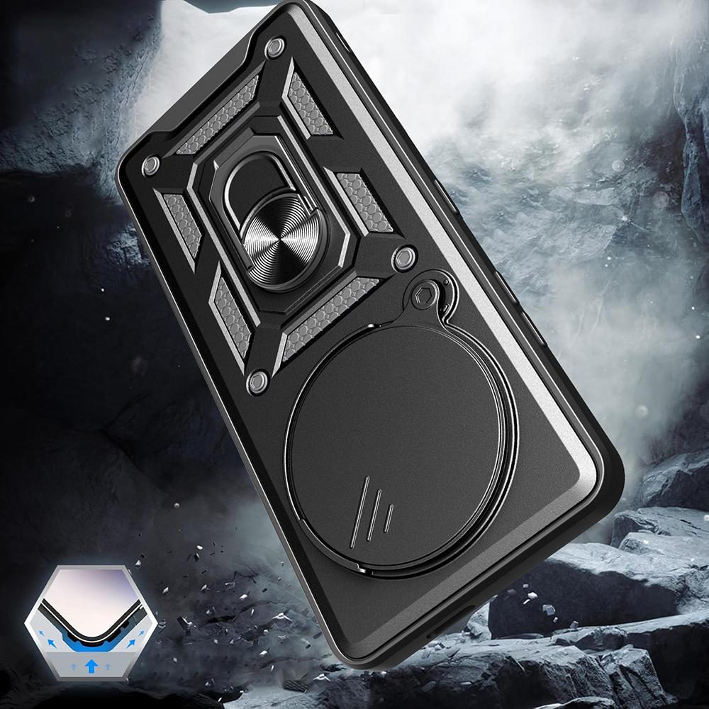 Xiaomi Redmi Note 14 Pro 4G Uyumlu Kılıf Magnetik Standlı Kamera Korumalı Zore Sürgülü Vega Kapak - 4