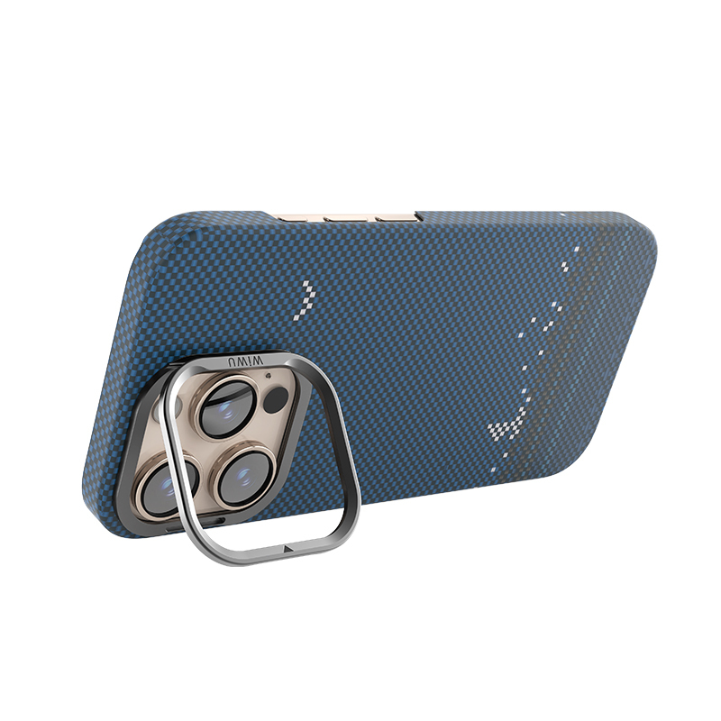 Apple iPhone 16 Pro Max Uyumlu Kılıf Wiwu DCC-209 Magsafe Şarj Özellikli Kamera Standlı Aramid Fiber Tasarım Kevlar Kapak - 2