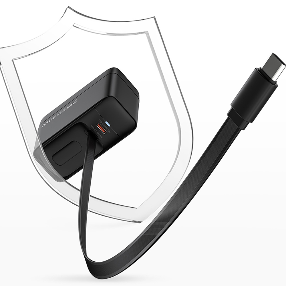 Recci RC102E GaN Teknolojili Hızlı Şarj Başlığı USB-A to Type-C PD 40W Type-C Kablolu Şarj Seti - 3