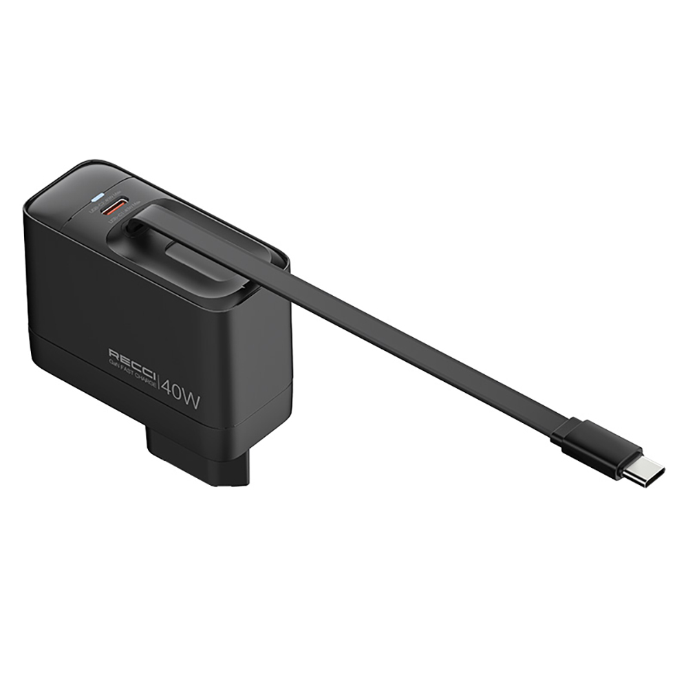 Recci RC102E GaN Teknolojili Hızlı Şarj Başlığı USB-A to Type-C PD 40W Type-C Kablolu Şarj Seti - 7