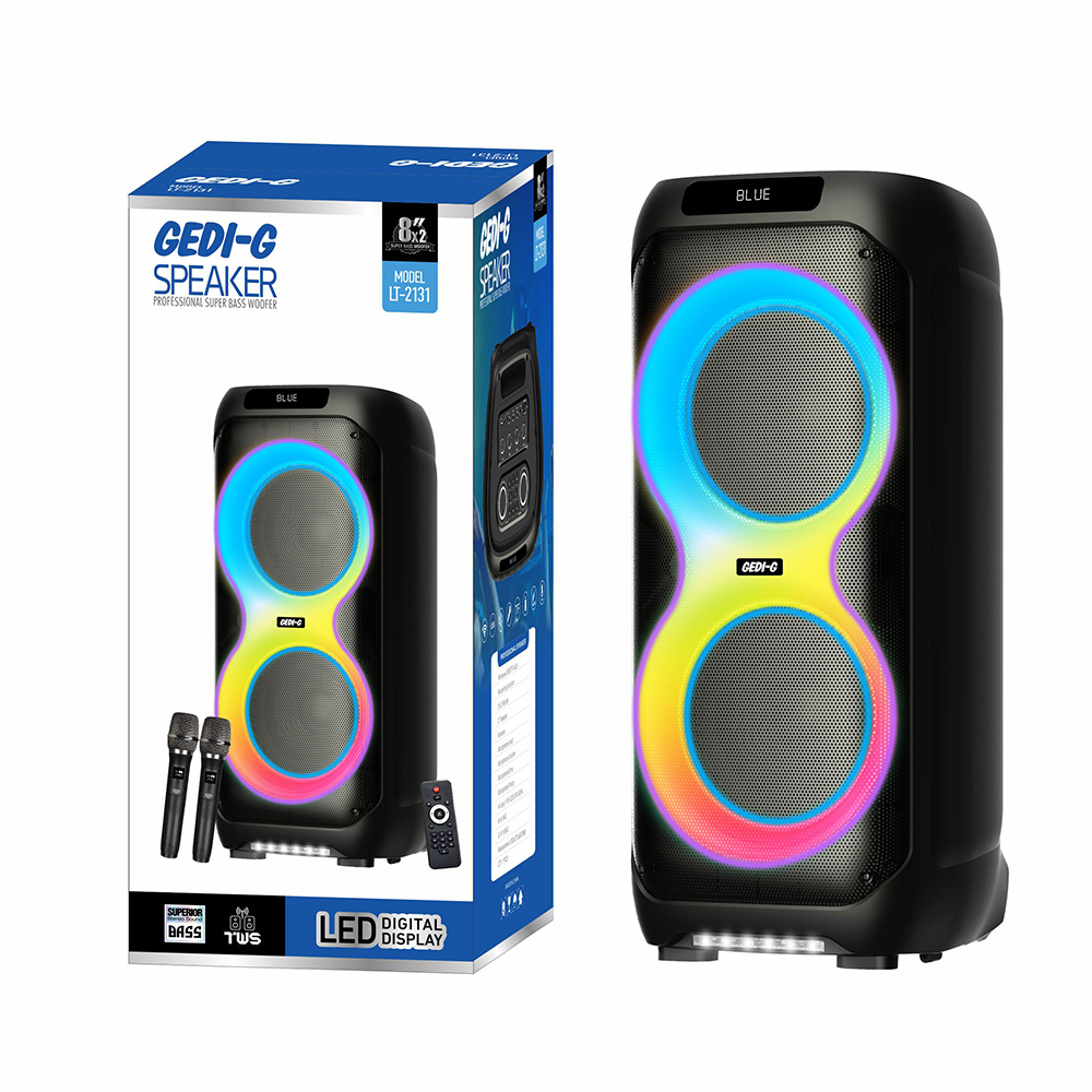 Zore LT-2131 Dijital LED Göstergeli Mikrofonlu RGB TWS Çift 8 inç Stereo Bass Kablosuz Karaoke Hoparlör - 5