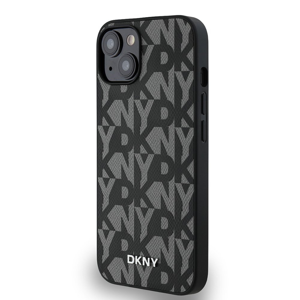 Apple iPhone 15 Uyumlu Kılıf DKNY Orjinal Lisanslı M-safe Şarj Özellikli 3D Yazılı Grid Pattern Kapak - 1