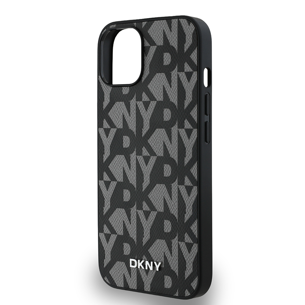 Apple iPhone 15 Uyumlu Kılıf DKNY Orjinal Lisanslı M-safe Şarj Özellikli 3D Yazılı Grid Pattern Kapak - 5