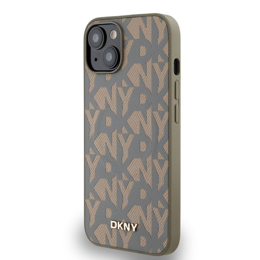 Apple iPhone 15 Uyumlu Kılıf DKNY Orjinal Lisanslı M-safe Şarj Özellikli 3D Yazılı Grid Pattern Kapak - 8