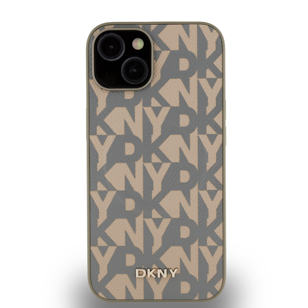 Apple iPhone 15 Uyumlu Kılıf DKNY Orjinal Lisanslı M-safe Şarj Özellikli 3D Yazılı Grid Pattern Kapak - 9