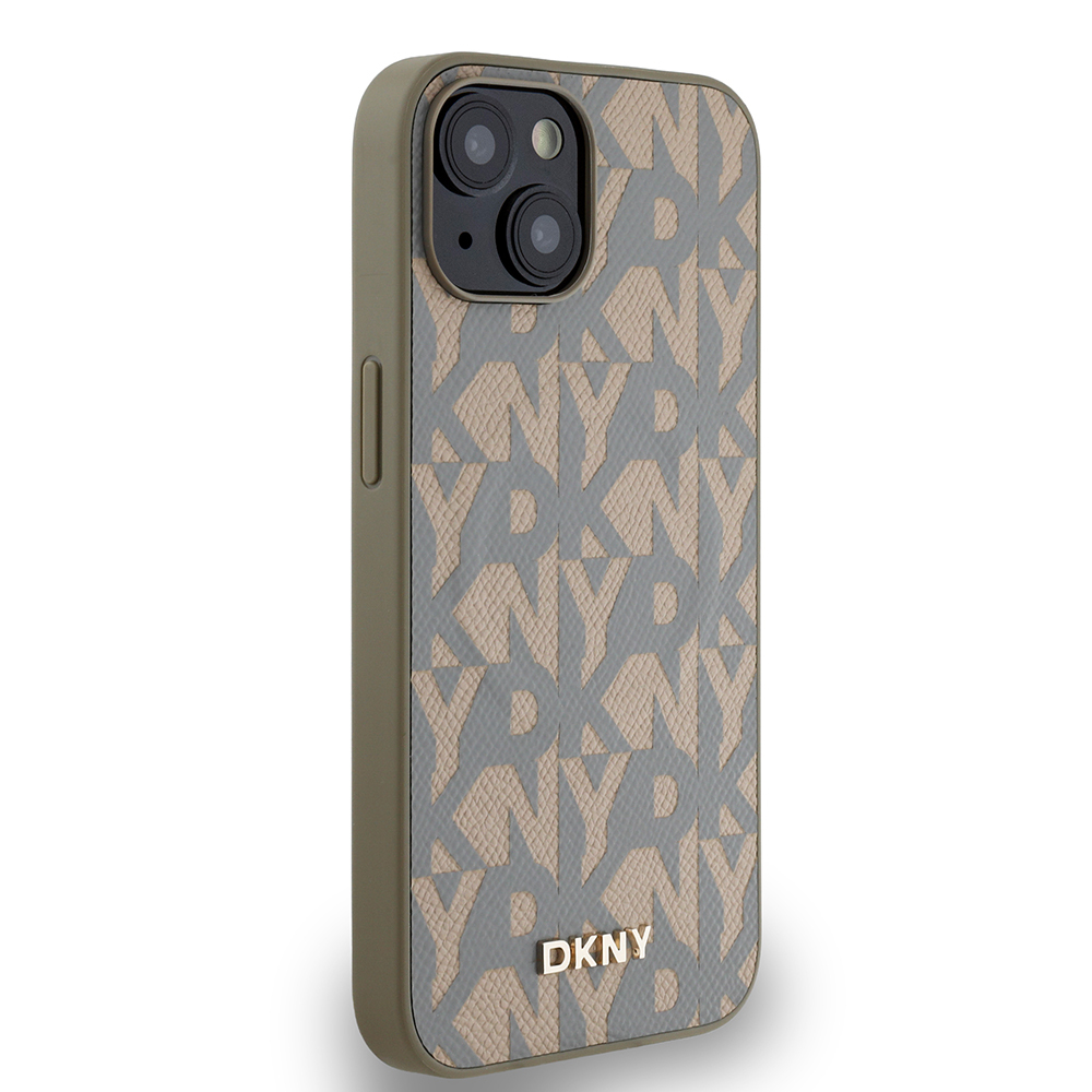 Apple iPhone 15 Uyumlu Kılıf DKNY Orjinal Lisanslı M-safe Şarj Özellikli 3D Yazılı Grid Pattern Kapak - 10