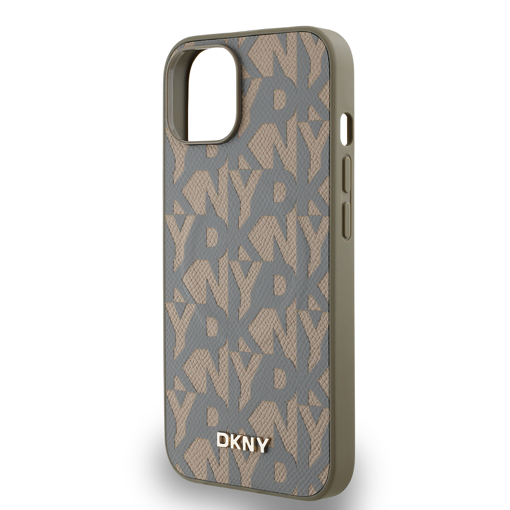 Apple iPhone 15 Uyumlu Kılıf DKNY Orjinal Lisanslı M-safe Şarj Özellikli 3D Yazılı Grid Pattern Kapak - 12