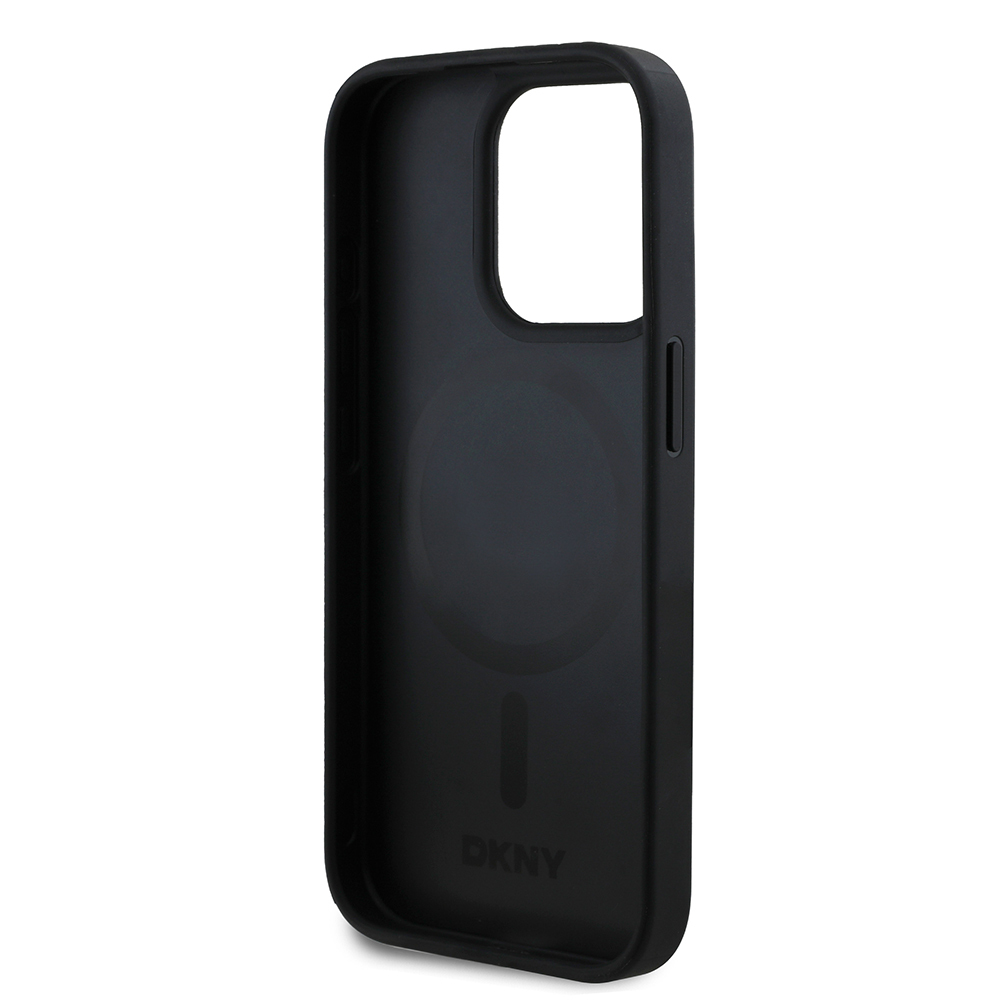 Apple iPhone 15 Pro Max Uyumlu Kılıf DKNY Orjinal Lisanslı M-safe Şarj Özellikli 3D Yazılı Grid Pattern Kapak - 6
