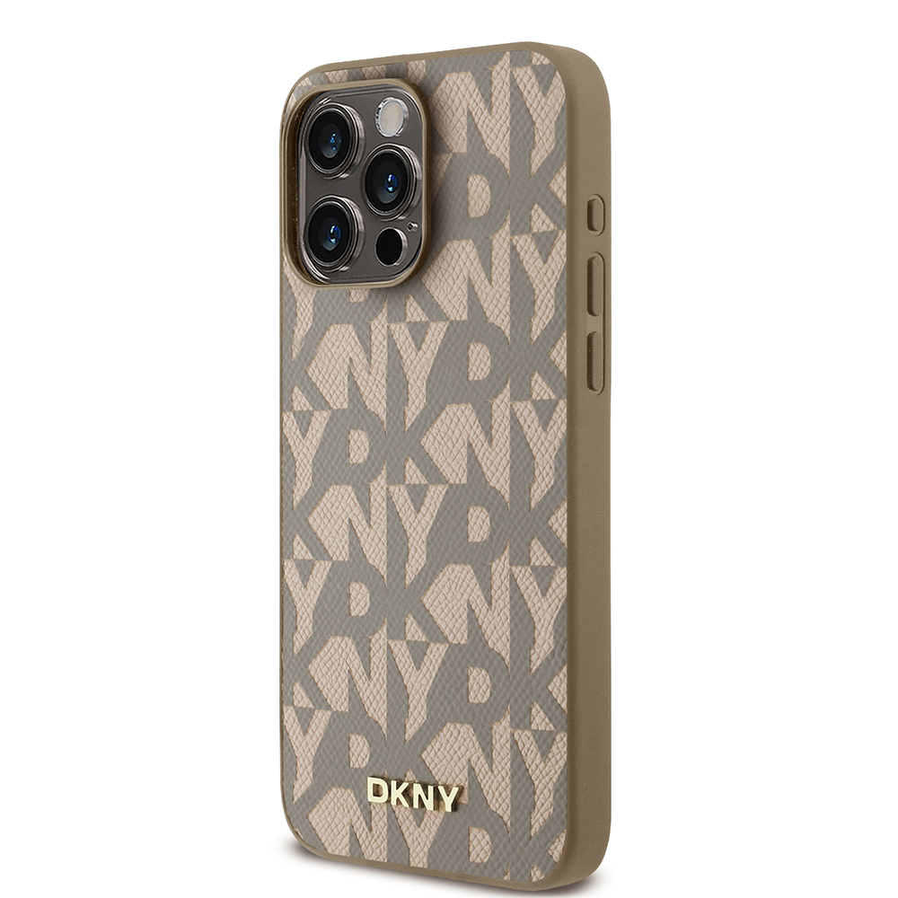 Apple iPhone 15 Pro Max Uyumlu Kılıf DKNY Orjinal Lisanslı M-safe Şarj Özellikli 3D Yazılı Grid Pattern Kapak - 8