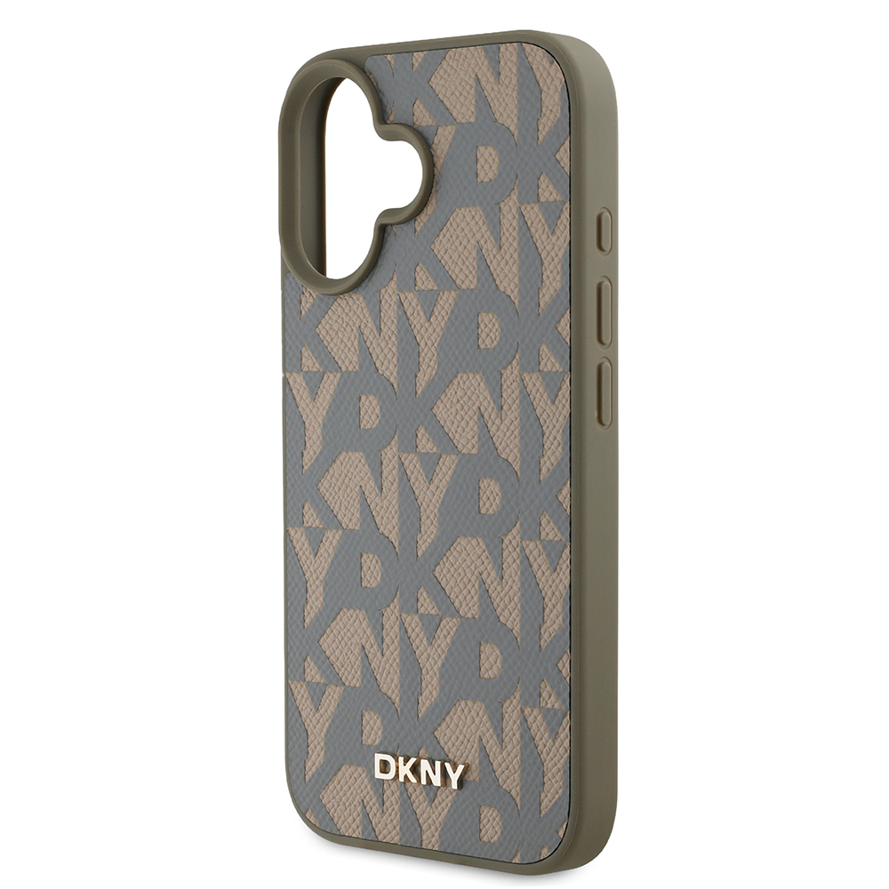 Apple iPhone 16 Uyumlu Kılıf DKNY Orjinal Lisanslı M-safe Şarj Özellikli 3D Yazılı Grid Pattern Kapak - 5