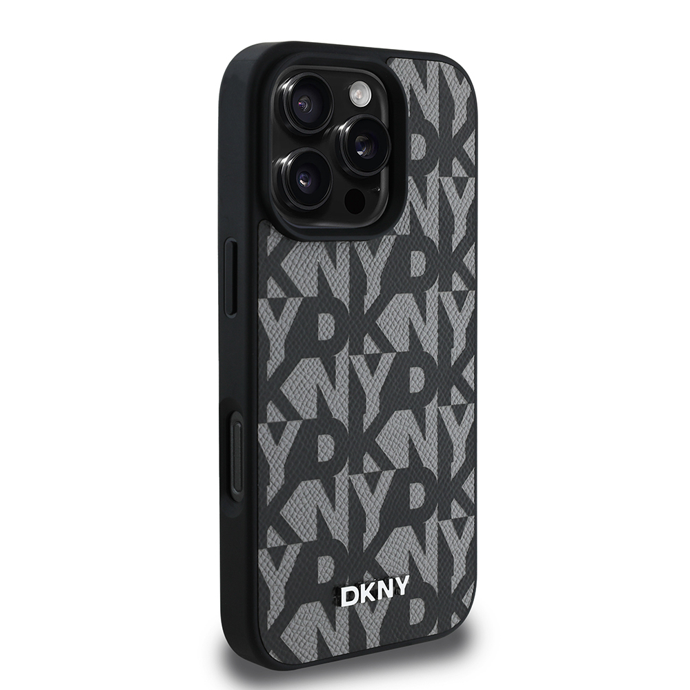 Apple iPhone 16 Pro Max Uyumlu Kılıf DKNY Orjinal Lisanslı M-safe Şarj Özellikli 3D Yazılı Grid Pattern Kapak - 10