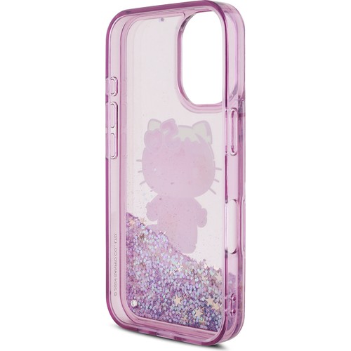 Apple iPhone 16 Uyumlu Kılıf Hello Kitty Orjinal Lisanslı Sıvılı Simli 50. Yıldönümü Partisi Kapak