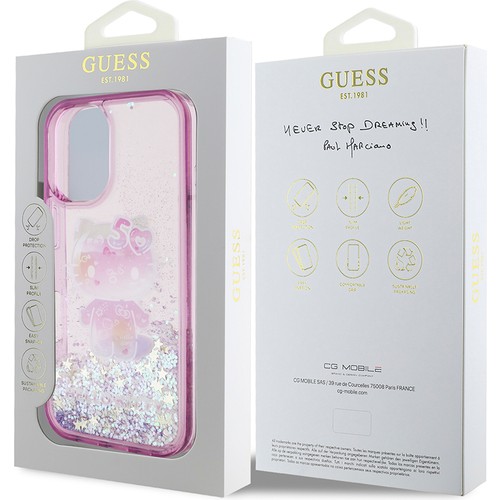 Apple iPhone 16 Uyumlu Kılıf Hello Kitty Orjinal Lisanslı Sıvılı Simli 50. Yıldönümü Partisi Kapak