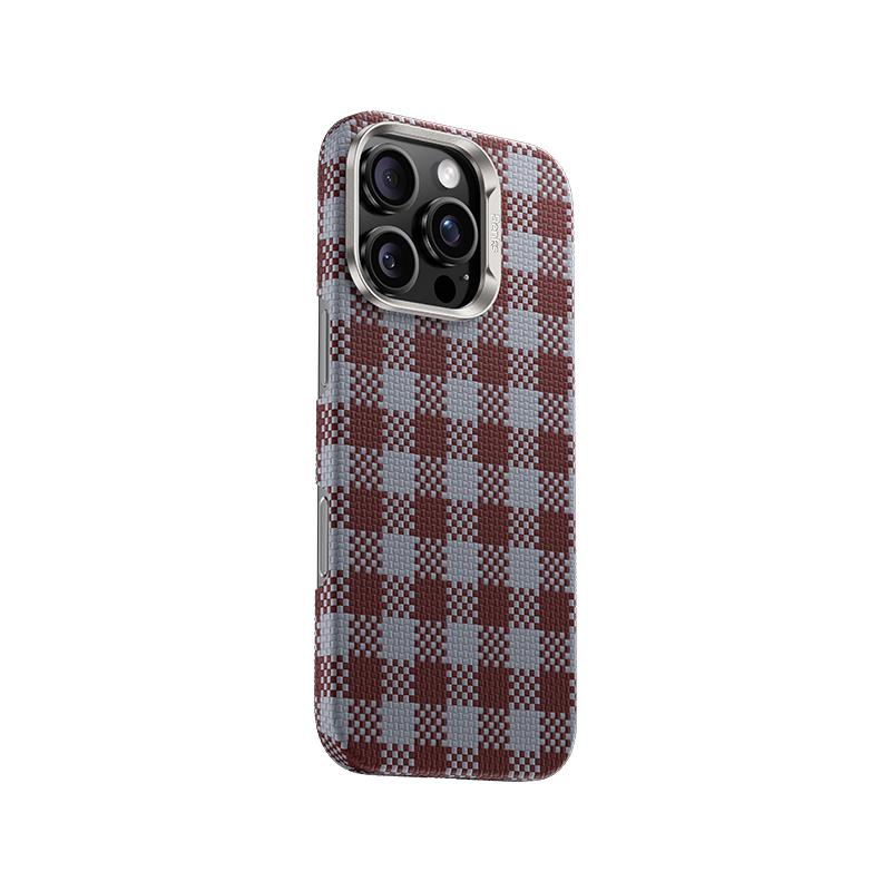 Apple iPhone 16 Pro Max Uyumlu Kılıf M-safe Şarj Özellikli Ekose Tasarımlı Benks ArmorVichy Kevlar Kapak - 3